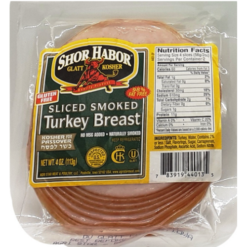 Turkey Breast, Smoked Sliced – Shor Habor 4 oz